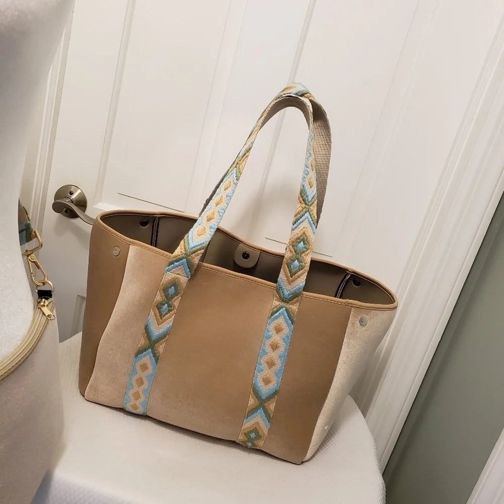 Ah•dorned Beige Tote & Crossbody Set, Beige